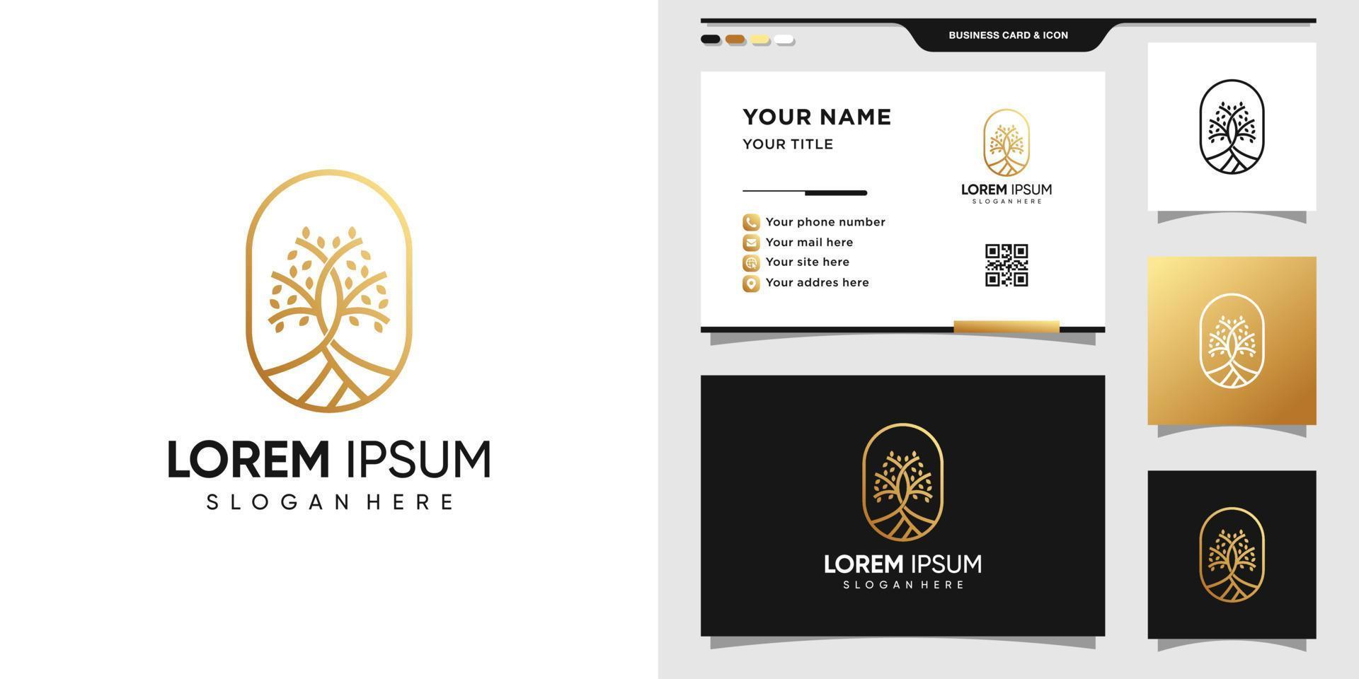 Tree logo with creative concept and business card design. Natural, Tree logo template Premium Vector