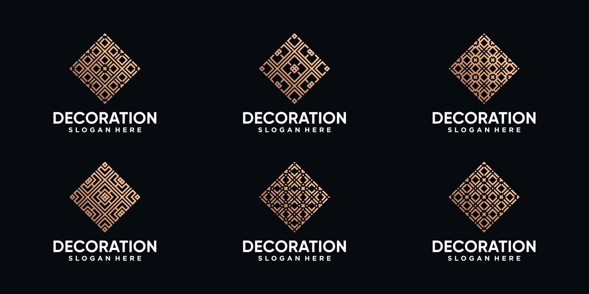 Set of decoration logo design template with line art style and creative concept vector