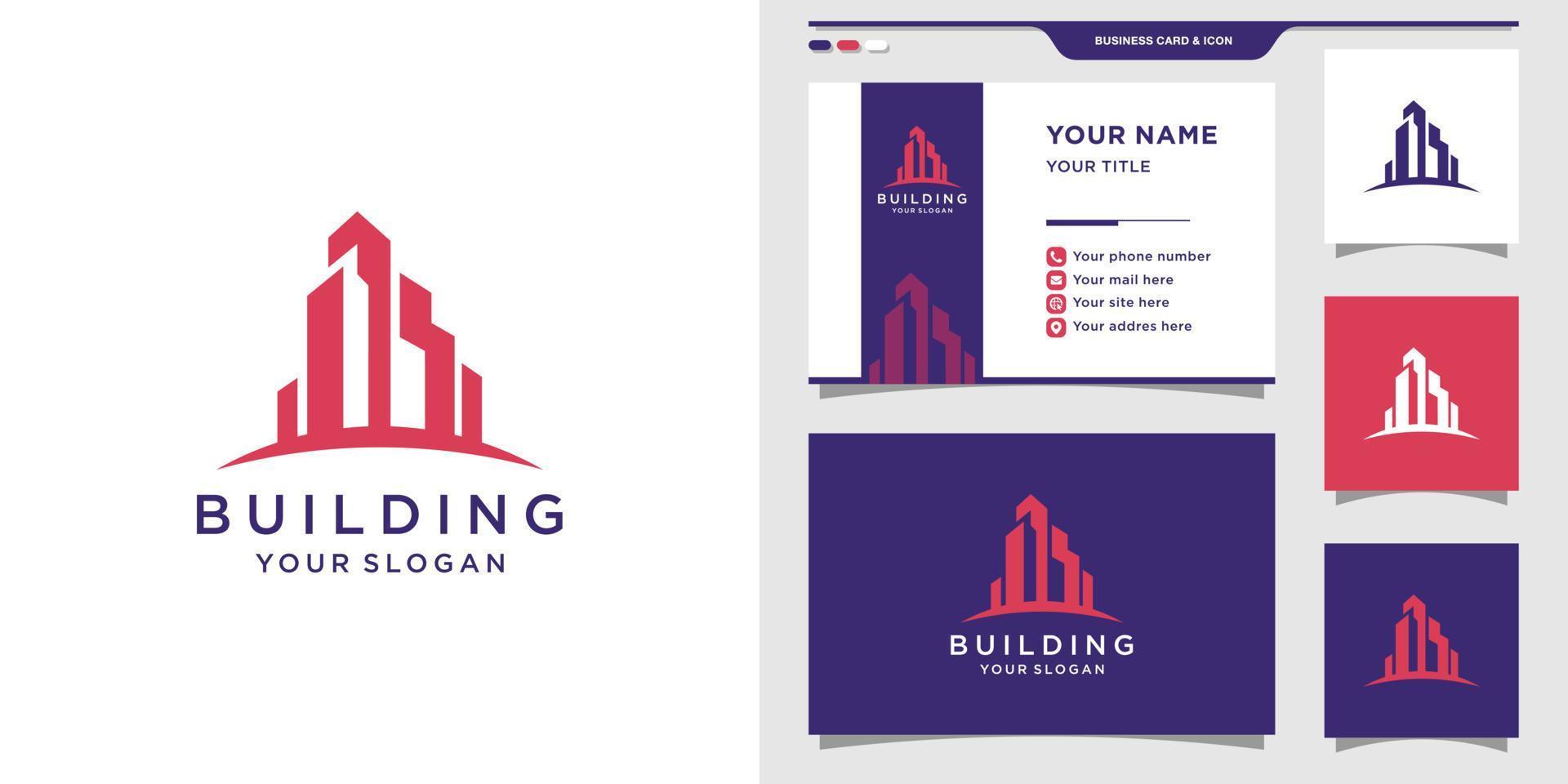 Building logo with creative style for company and business card design Premium Vector