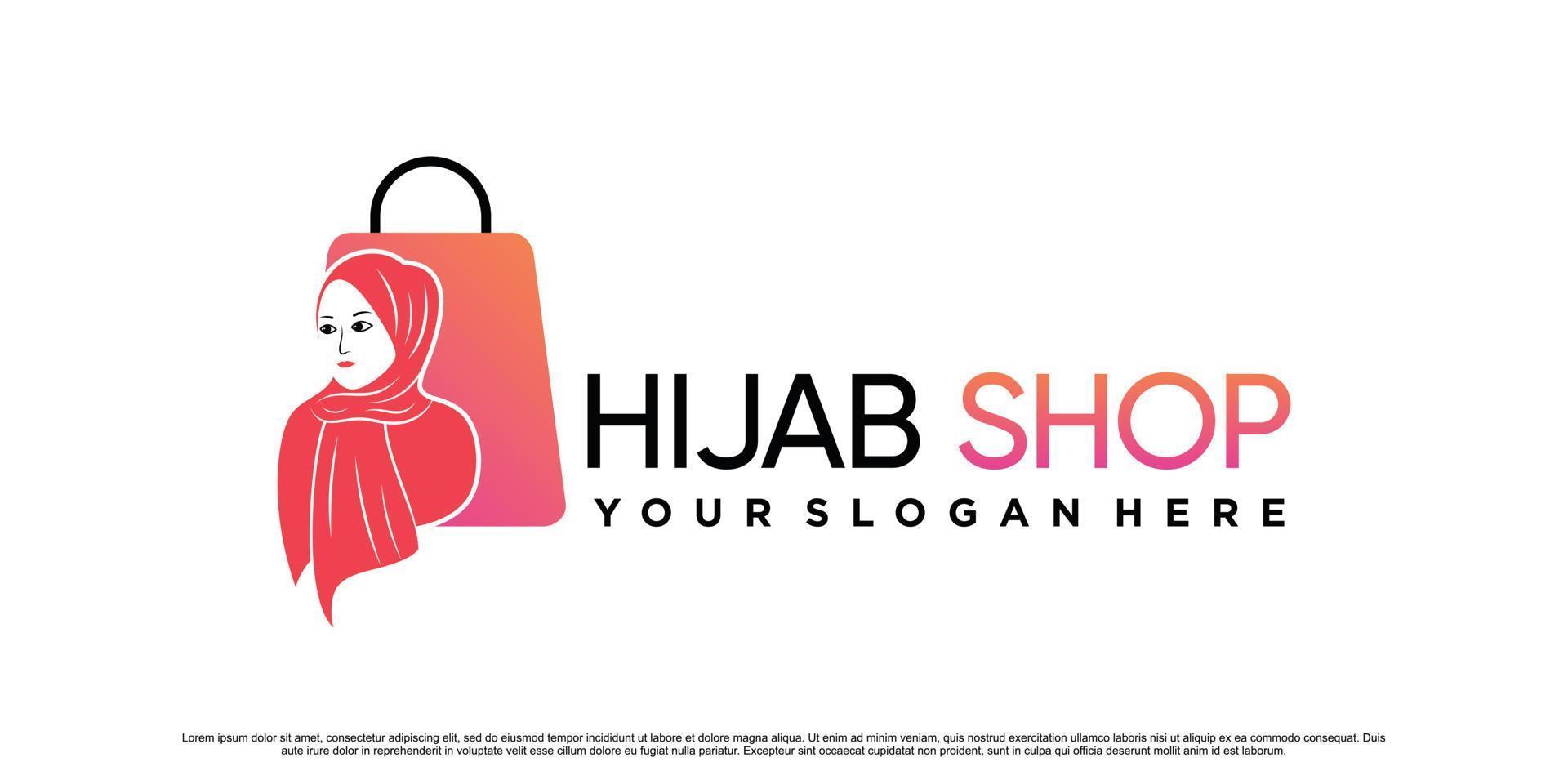 tienda de hijab o diseño de logotipo de tienda de hijab con vector premium de concepto moderno creativo