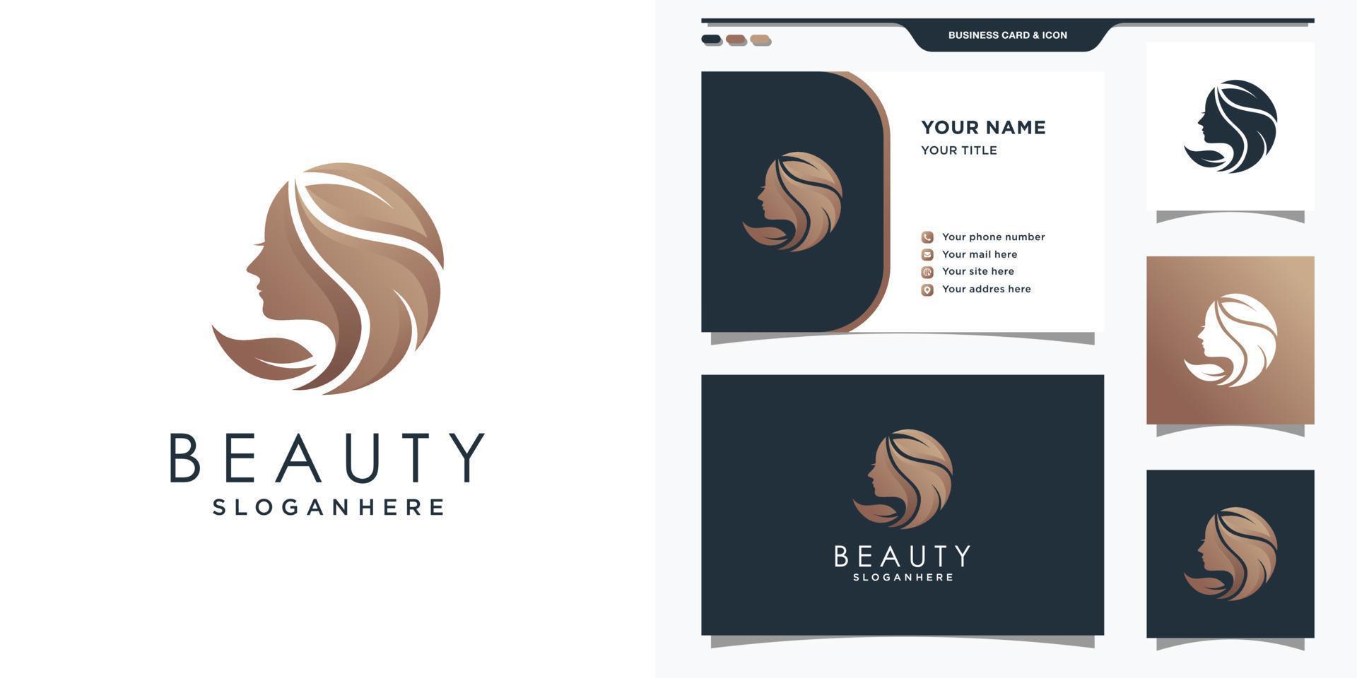 Premium Vector  Woman beauty logo with business card