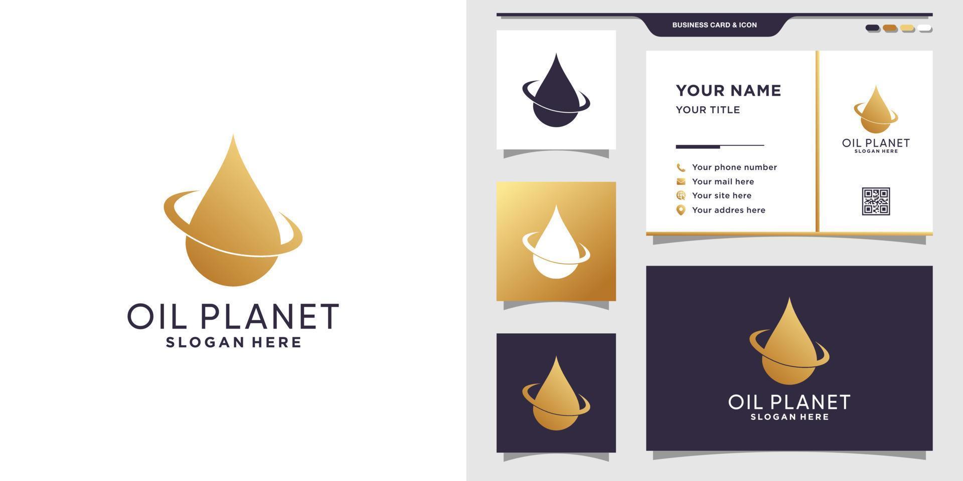 Symbol of water drop, droplet, oil logo with creative concept and business card design Premium Vector