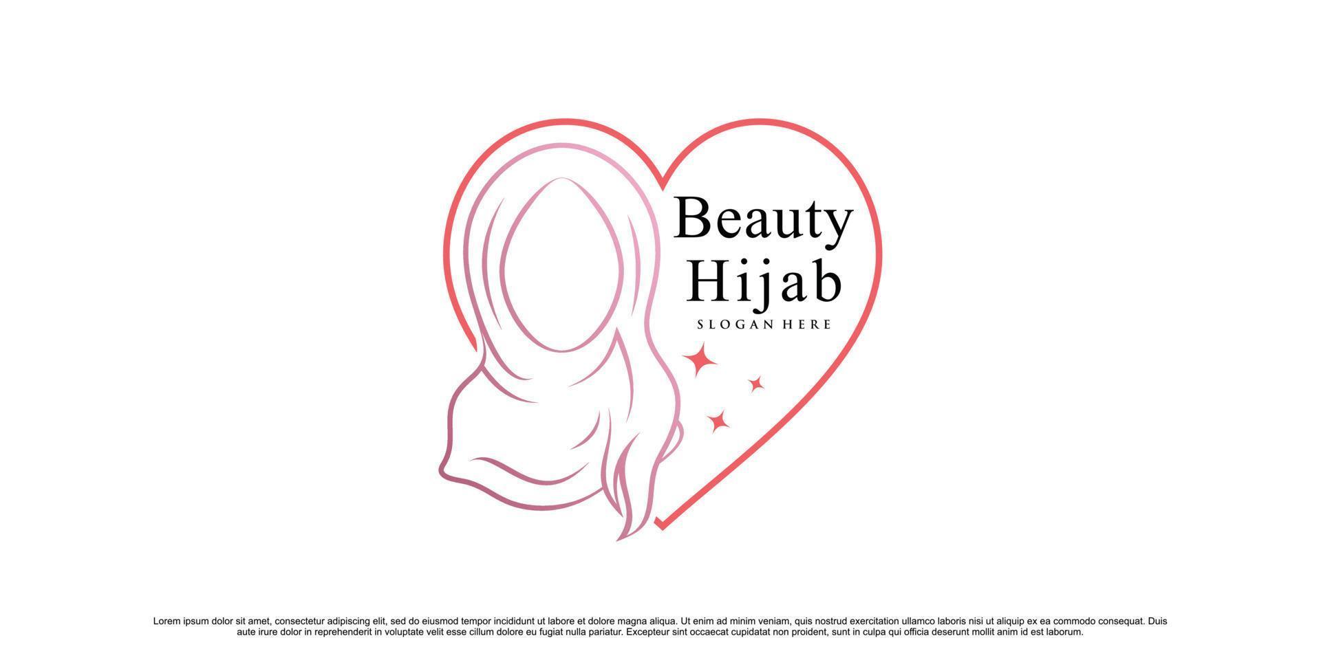 logotipo de la tienda de hijab o hijab de belleza para mujer musulmana con vector premium de elemento creativo