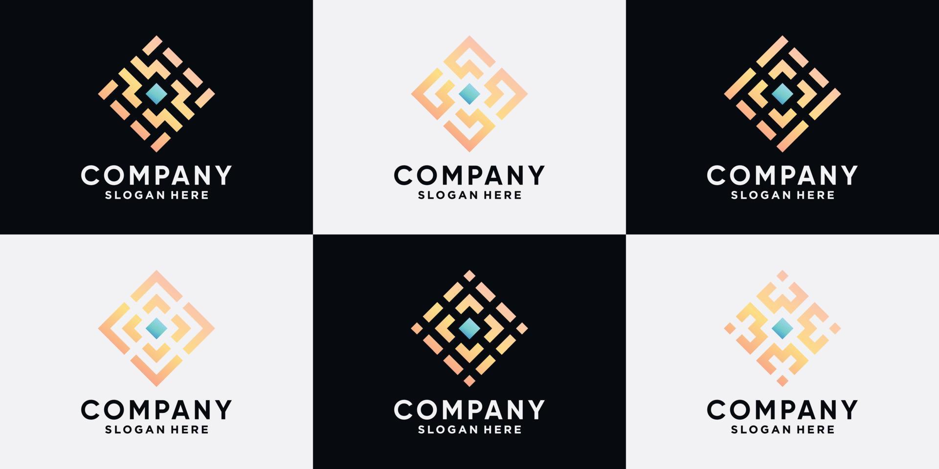 Set of creative logo design for business company with creative modern concept vector