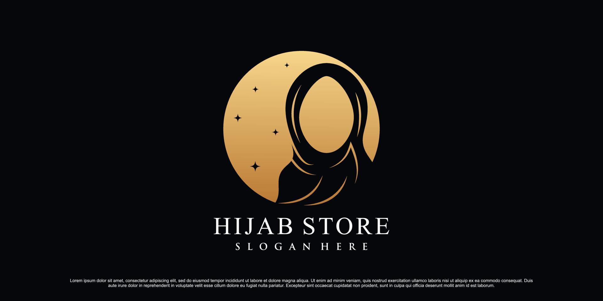 logotipo de la tienda de hijab o hijab de belleza para mujer musulmana con vector premium de elemento creativo