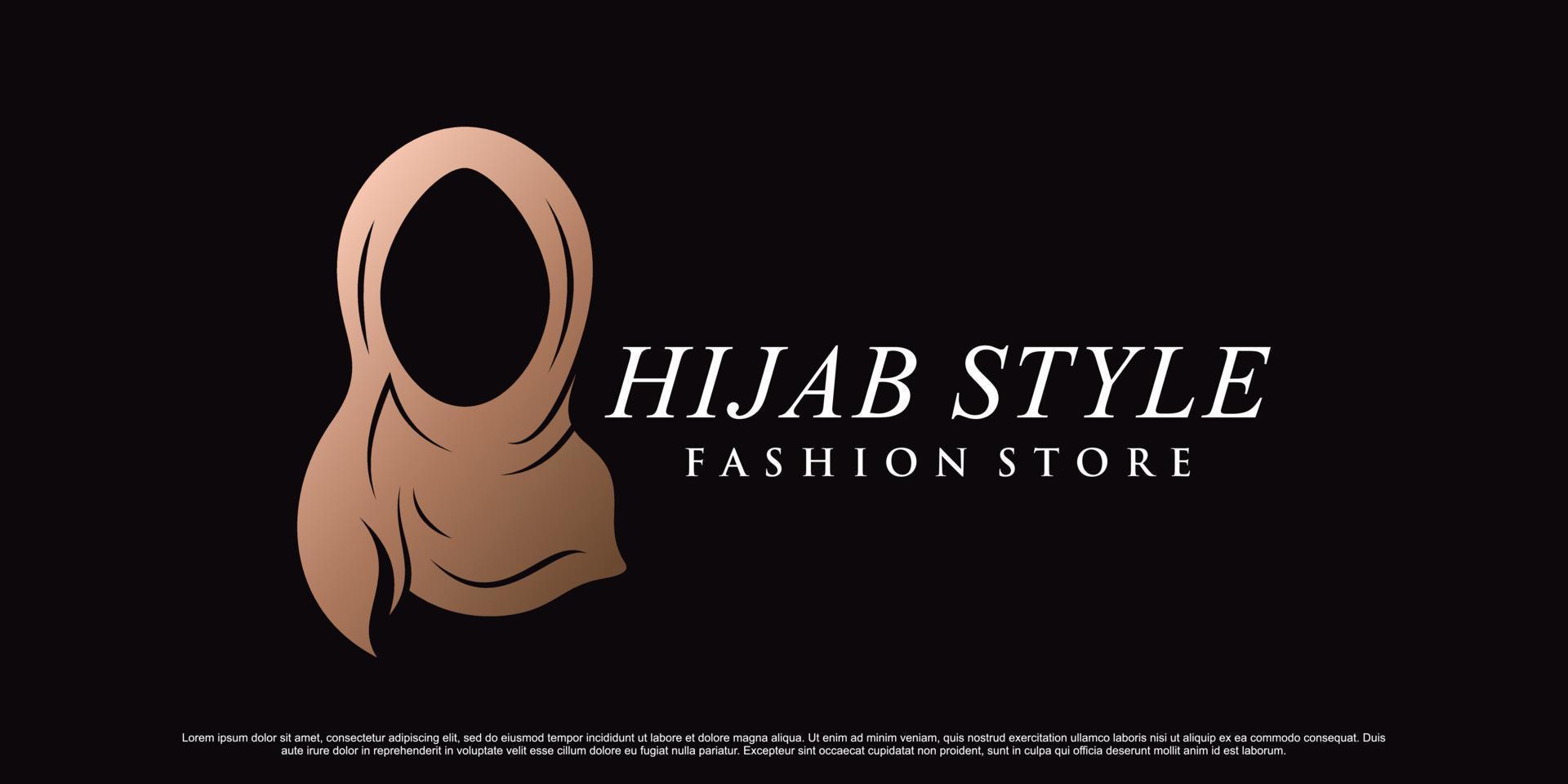 logotipo de la tienda de hijab o hijab de belleza para mujer musulmana con vector premium de elemento creativo