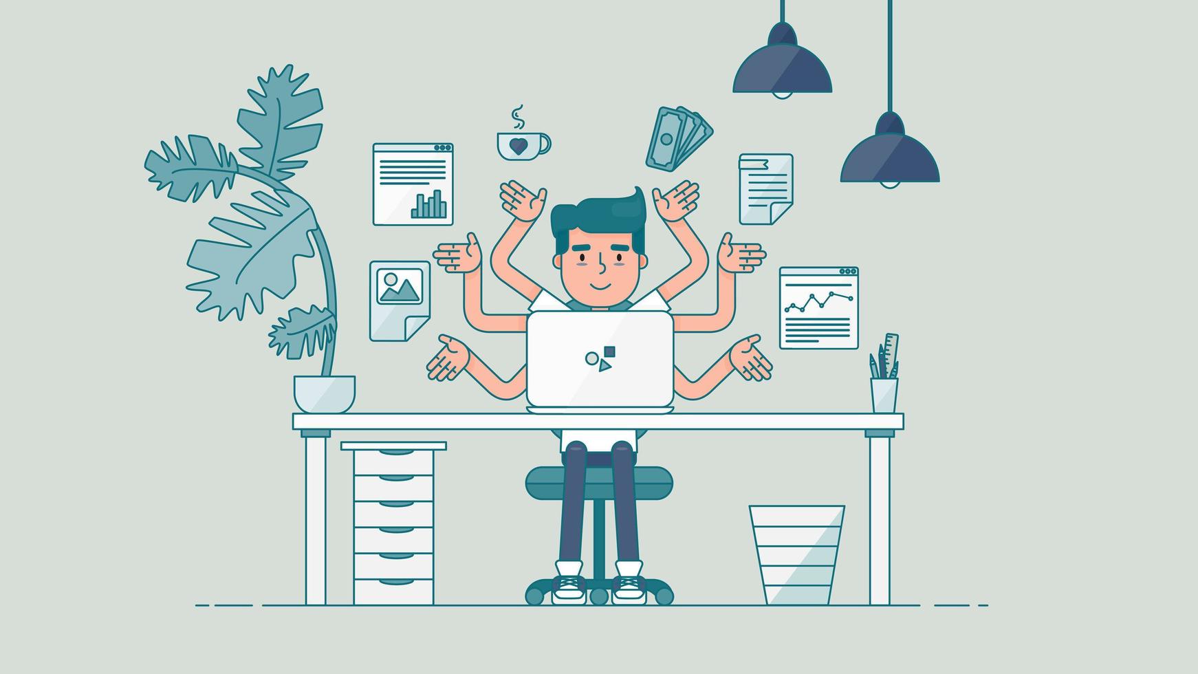 Creative Tech Workspace vector