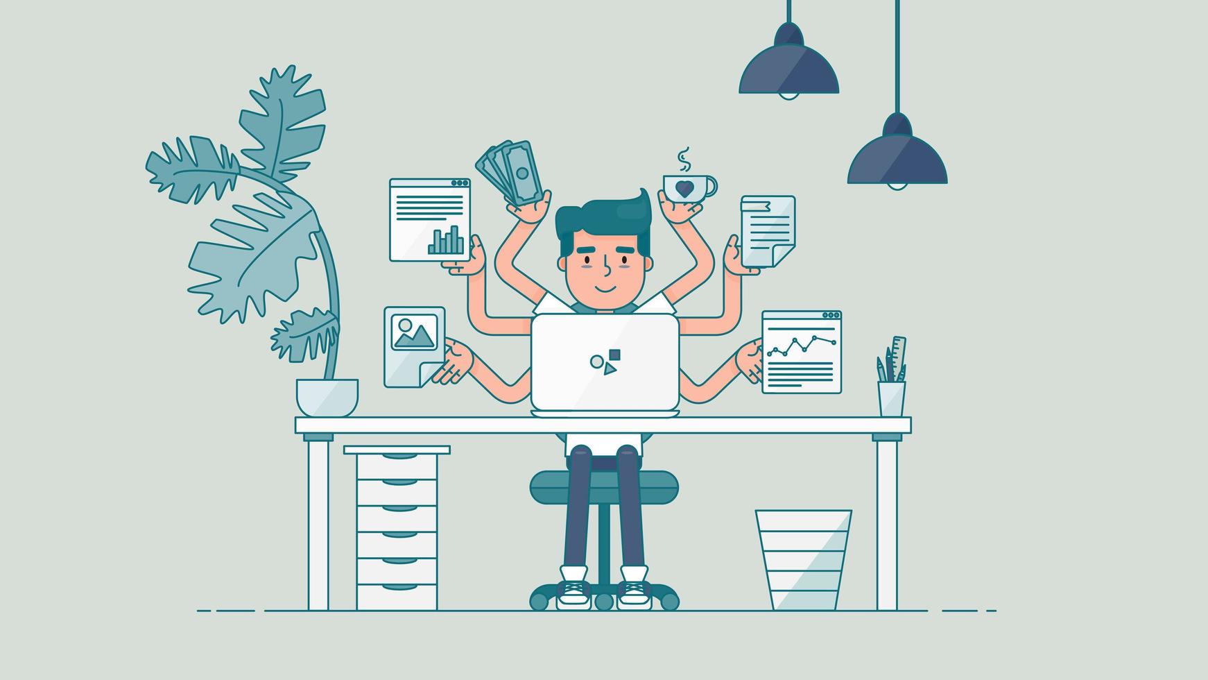 espacio de trabajo de tecnología creativa vector