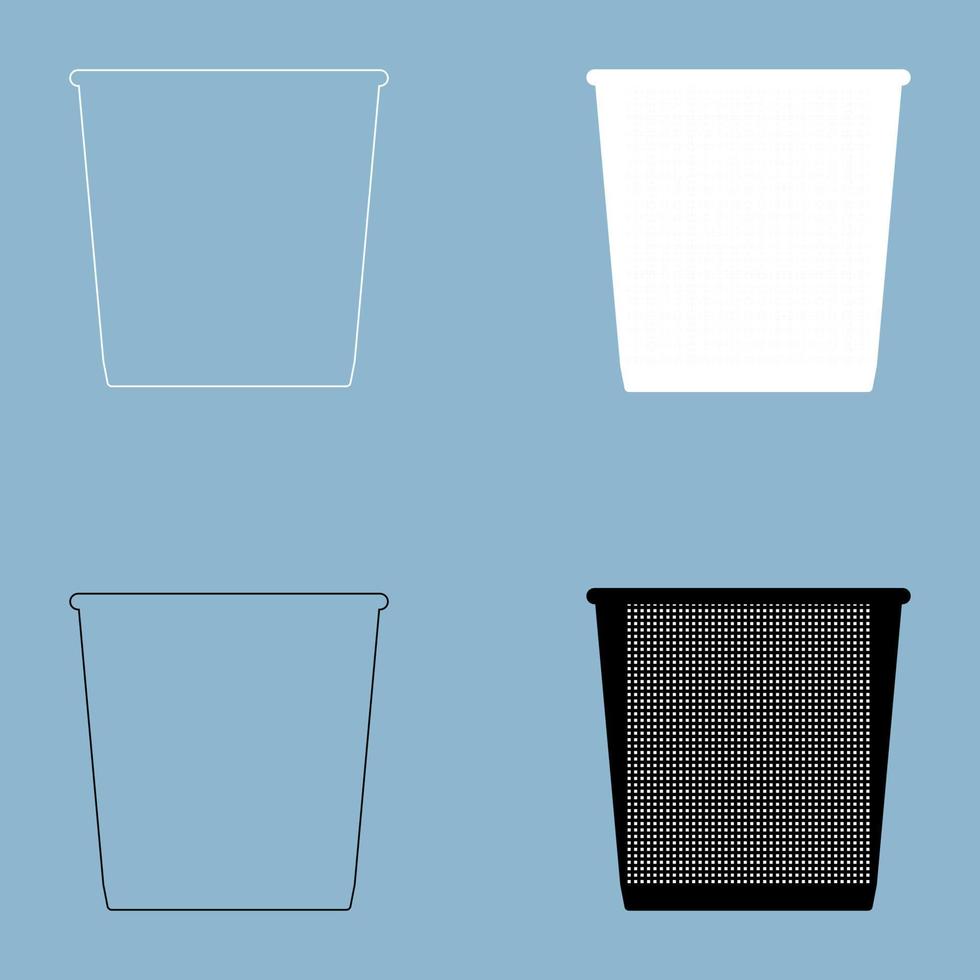 Trash bucket  the black and white color icon . vector