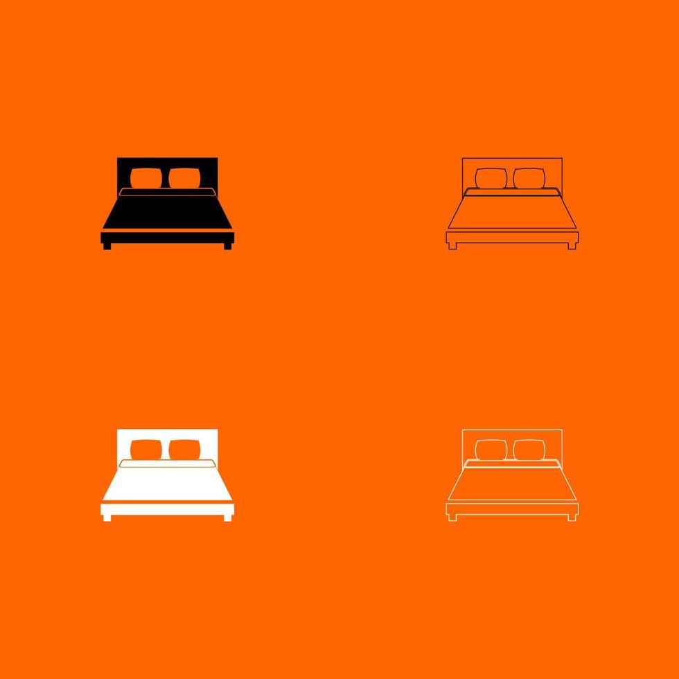 Bed black and white set icon vector