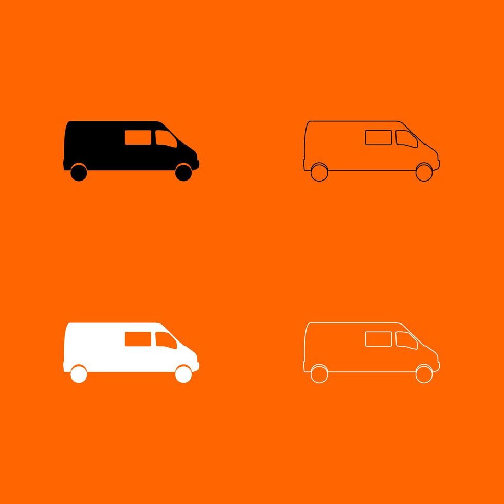 Minibus black and white set icon . vector