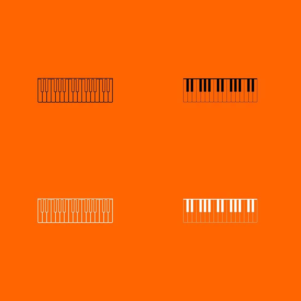 teclas de piano icono de conjunto de colores blanco y negro. vector