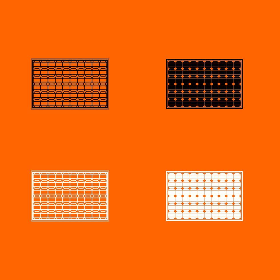 Solar panel black and white color set icon . vector