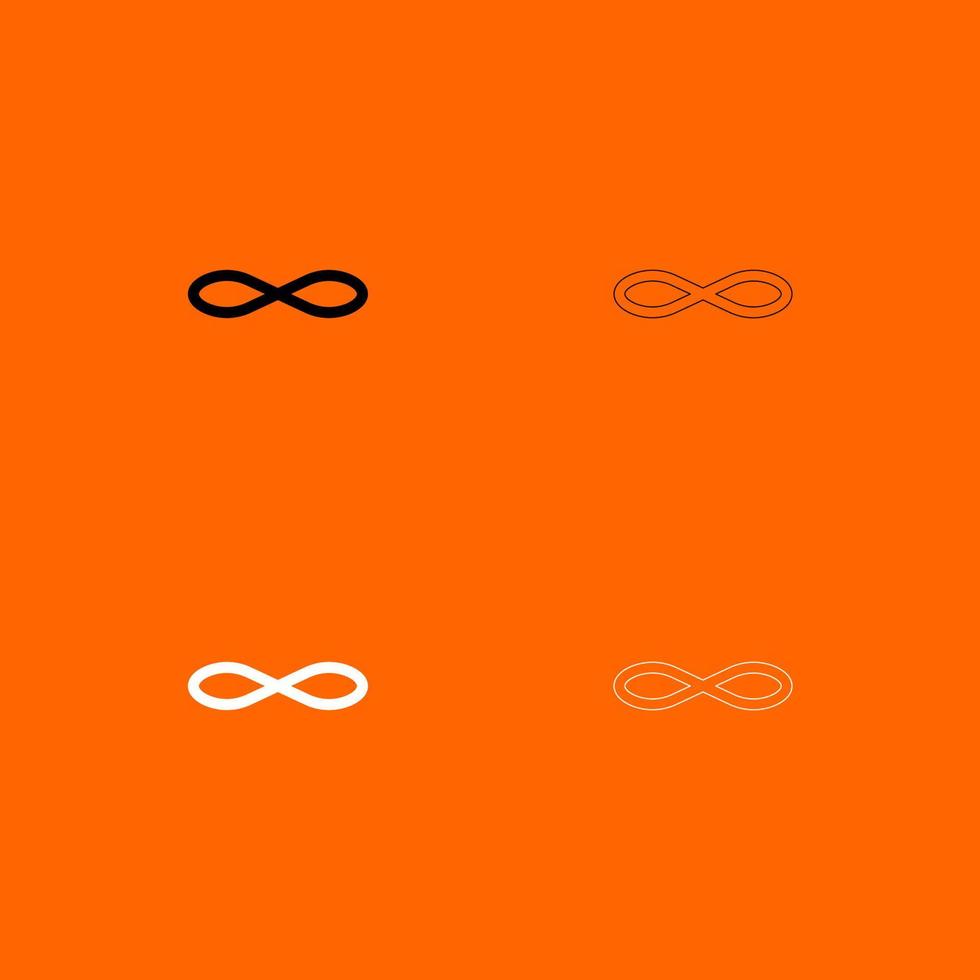 símbolo de infinito conjunto de iconos en blanco y negro vector