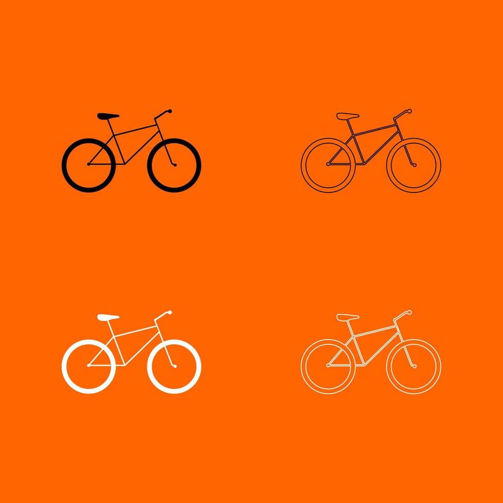 icono de conjunto de bicicleta en blanco y negro. vector