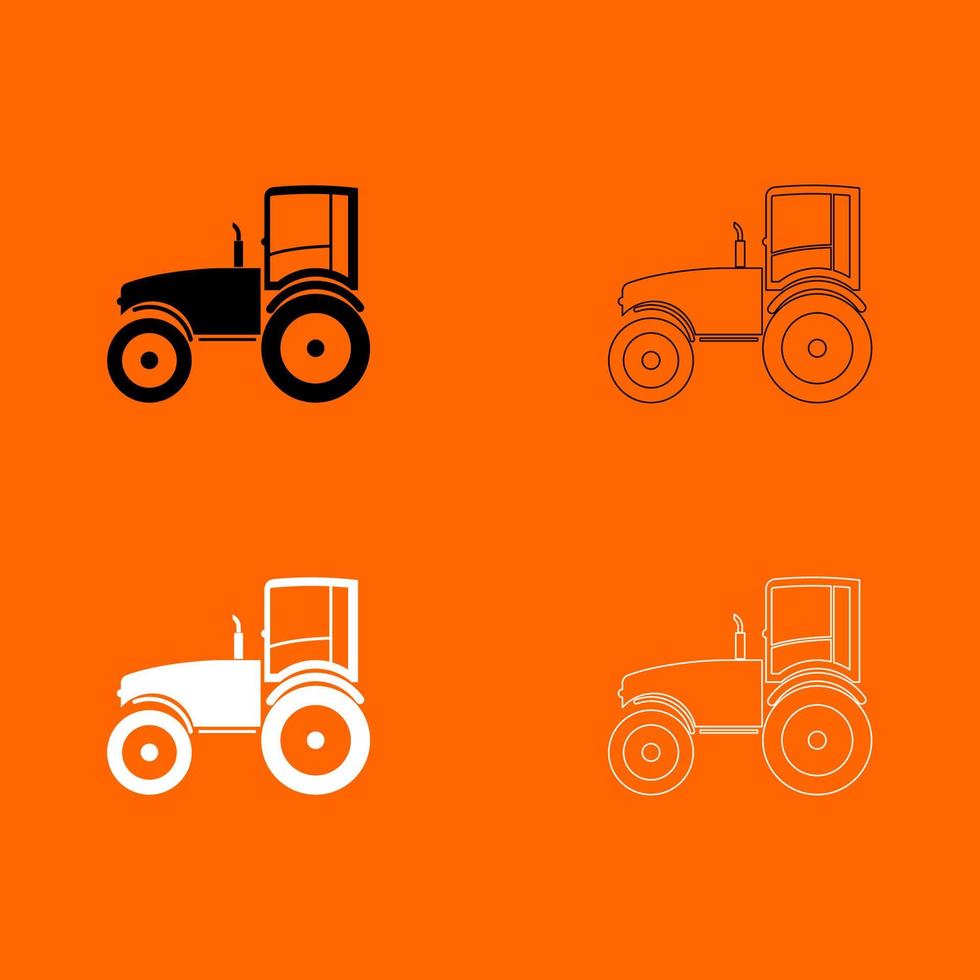tractor conjunto de iconos en blanco y negro. vector