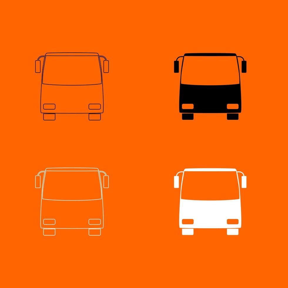 Bus black and white color set icon . vector