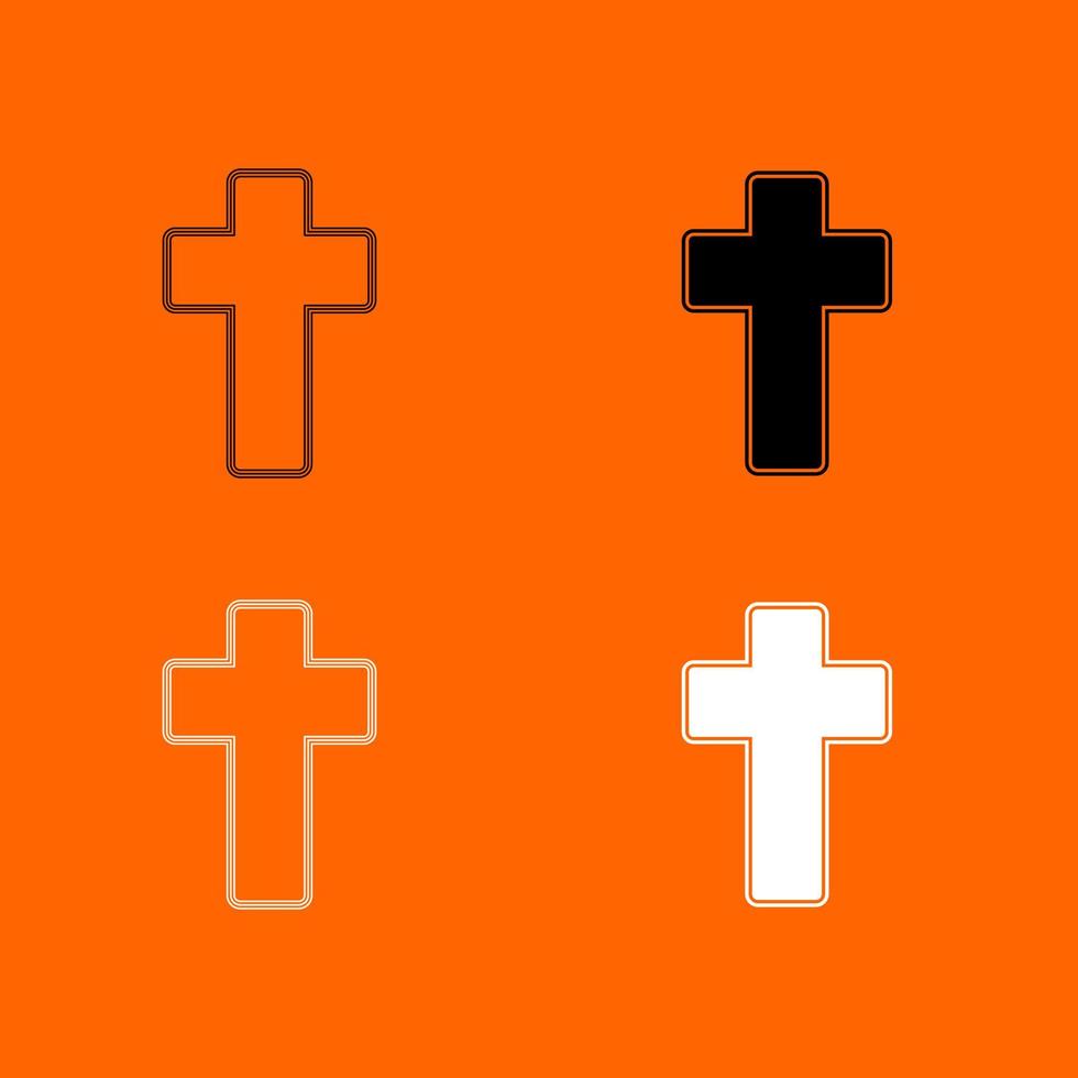 Church cross black and white color set icon . vector