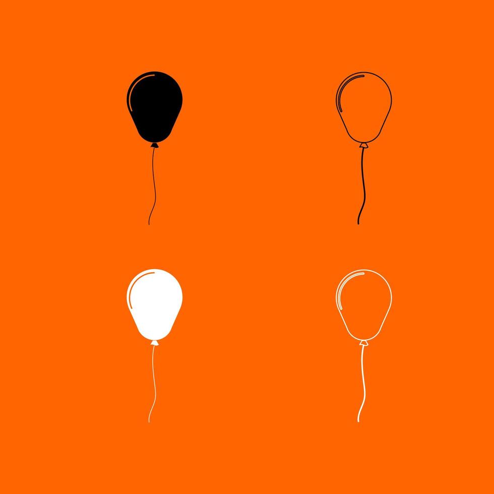 Balloon black and white set icon vector