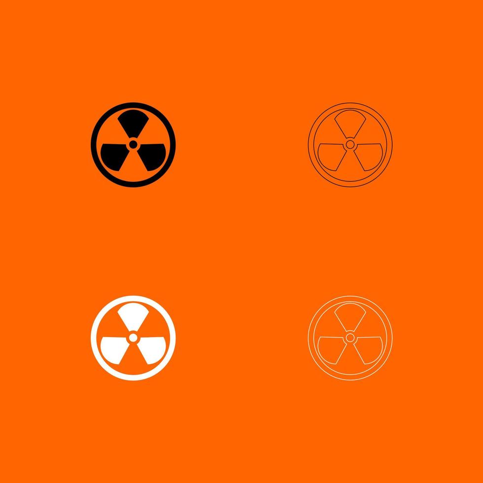 Sign radioactive black and white set icon vector