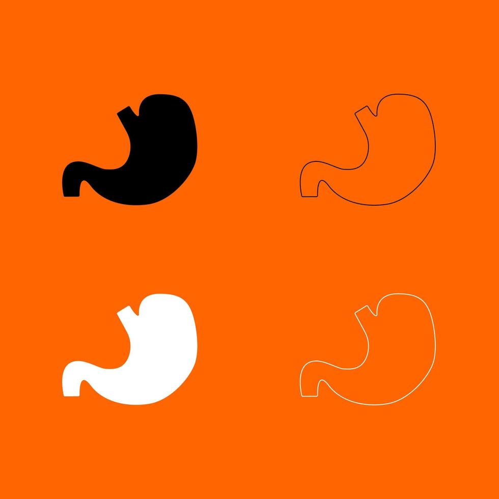 Stomach black and white set icon . vector