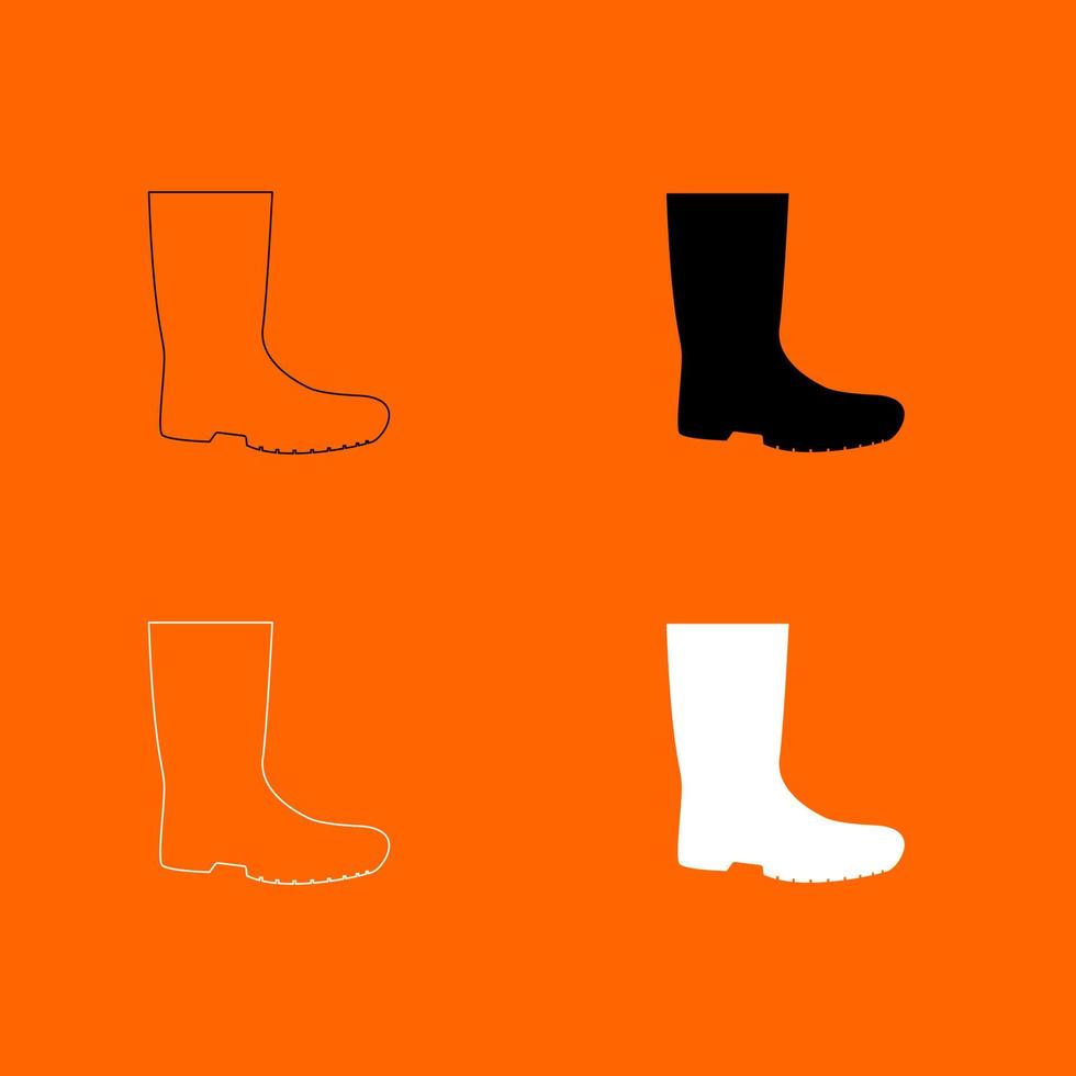 botas de goma icono de conjunto de colores blanco y negro. vector