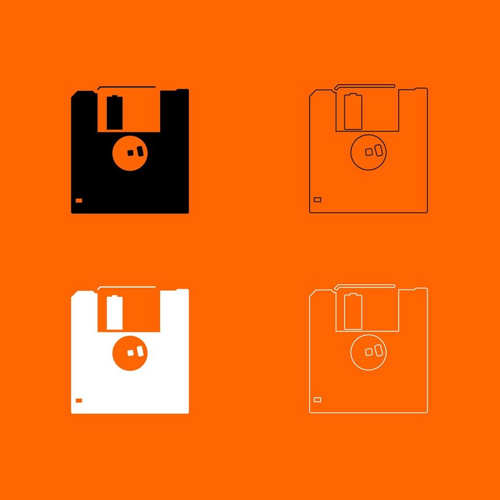 Floppy disk black and white set icon . vector