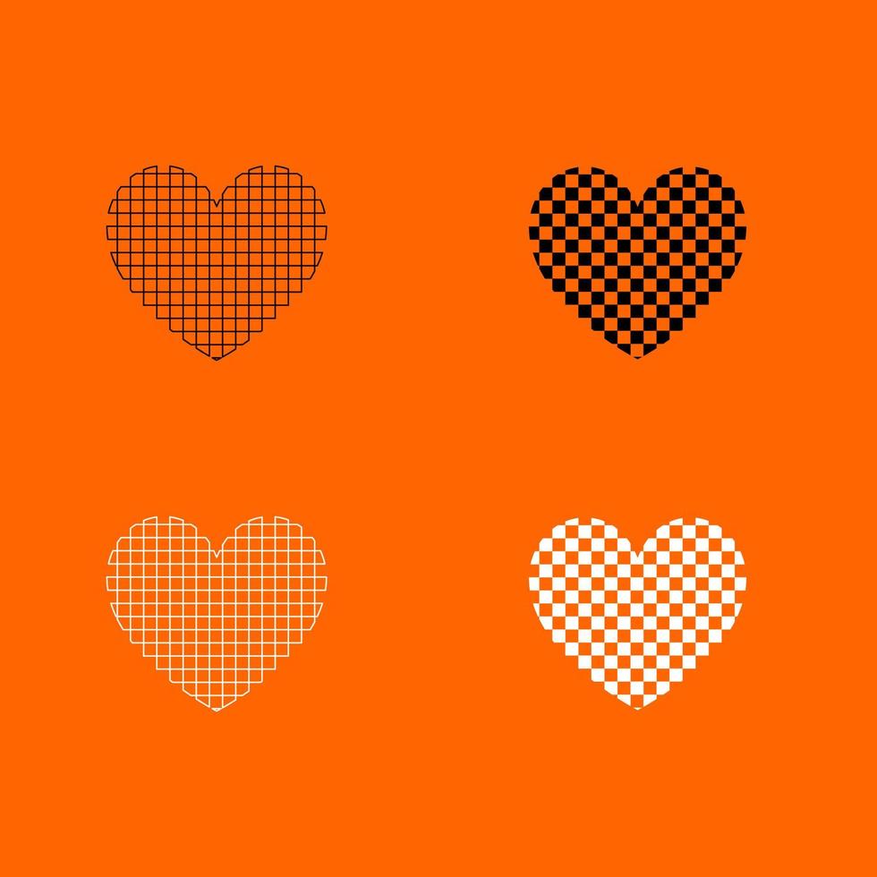 Heart with square black and white color set icon . vector