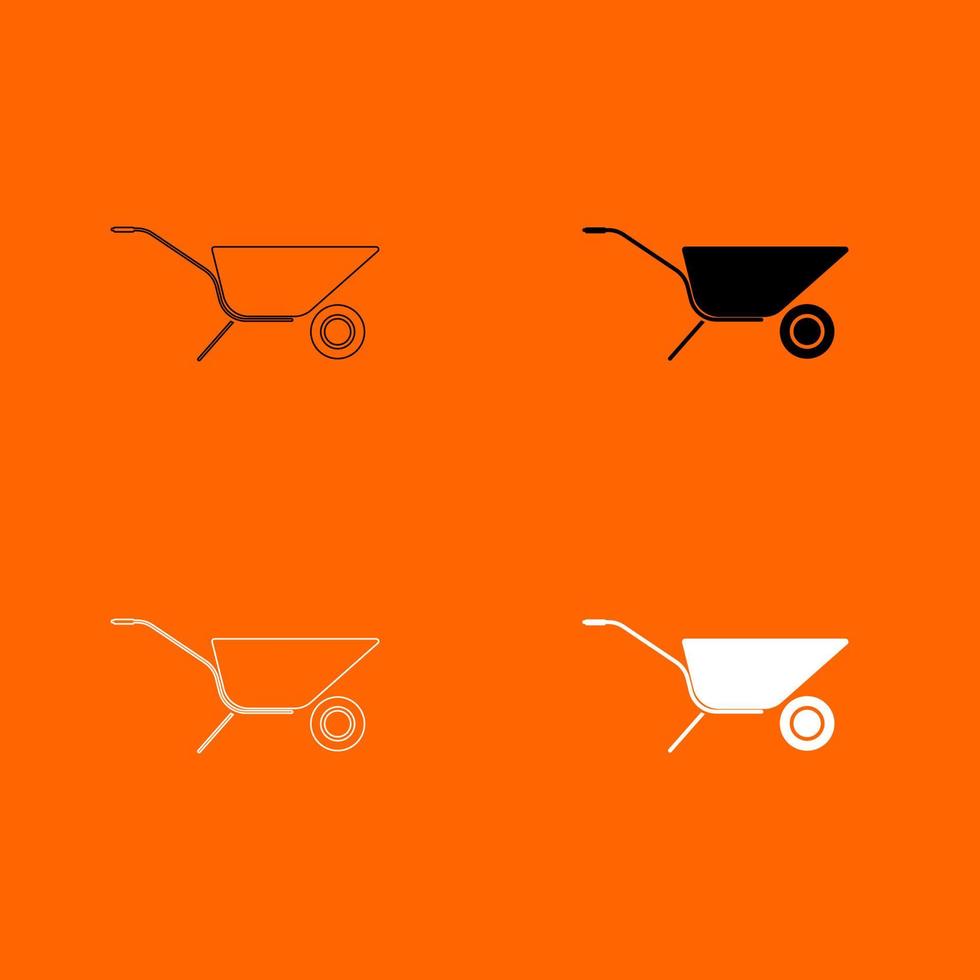 Wheelbarrow cart black and white color set icon . vector