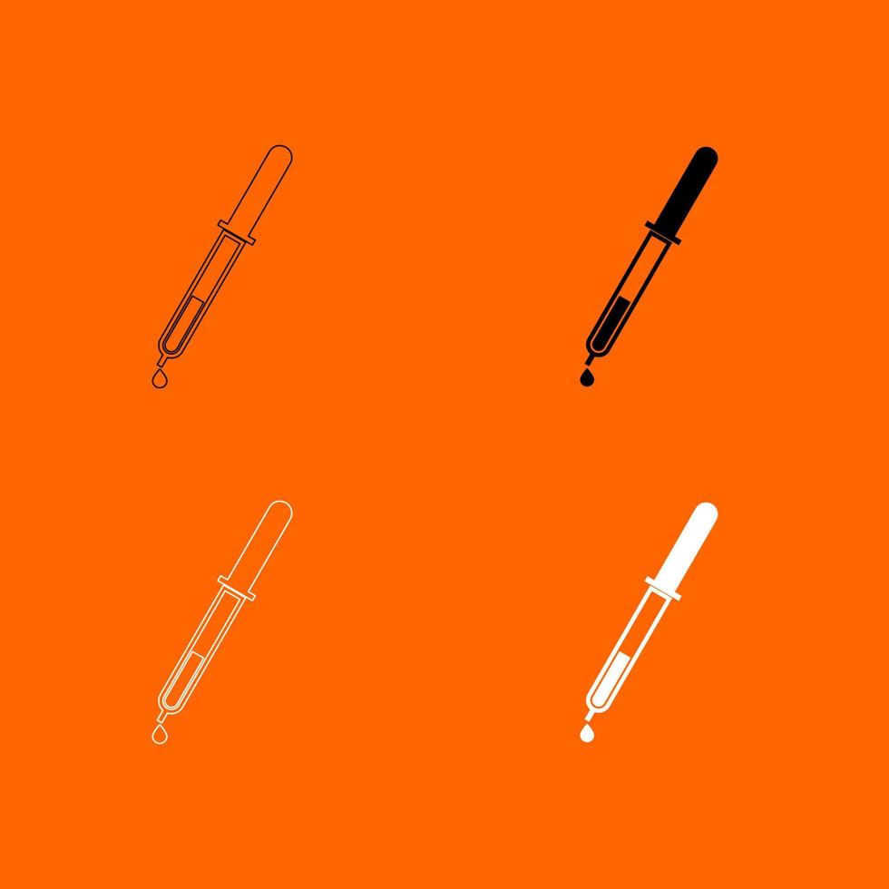 Pipette with drop black and white color set icon . vector