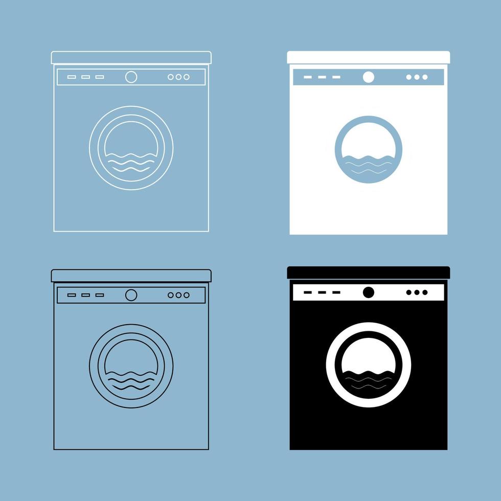 Washing machine  the black and white color icon vector