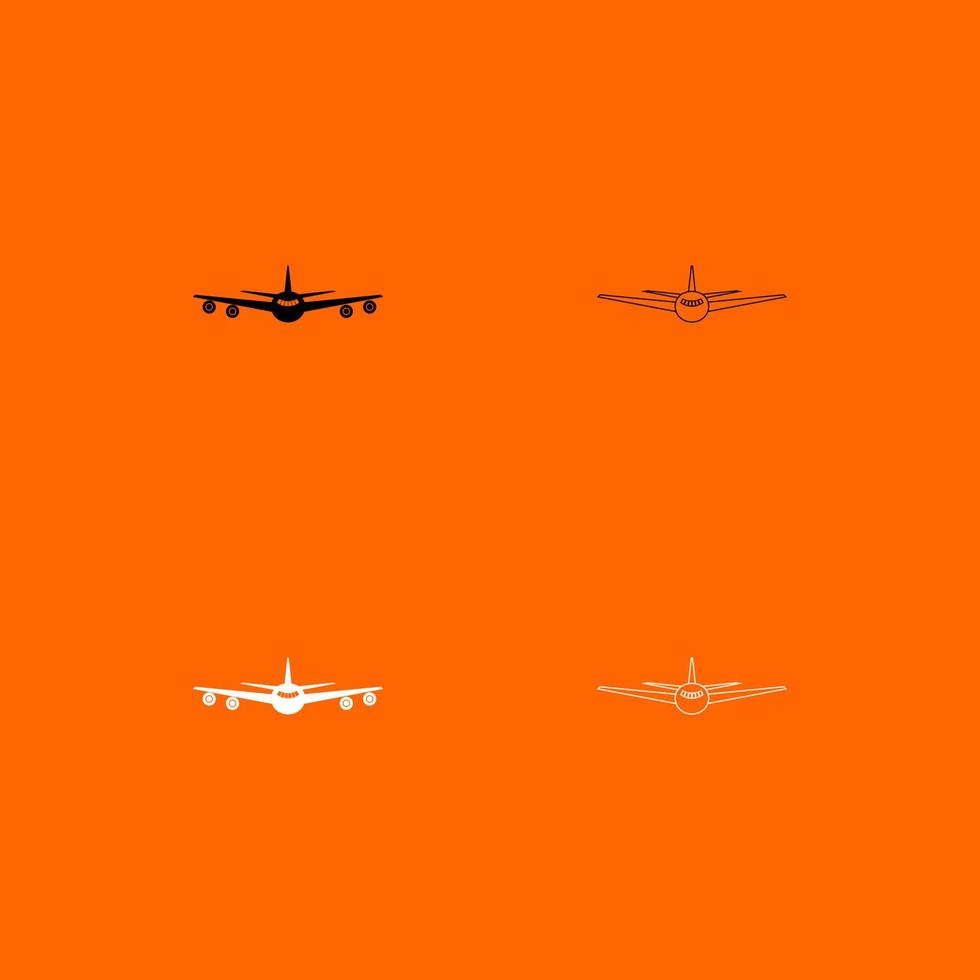 avión, blanco y negro, conjunto, icono vector