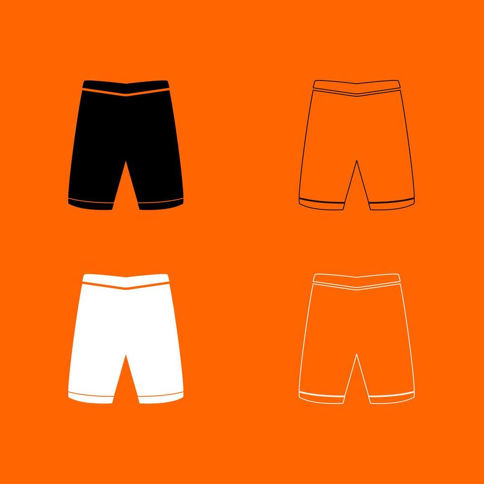 pantalones cortos conjunto de iconos en blanco y negro. vector