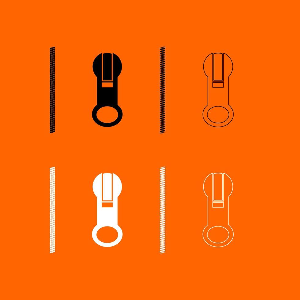 Zipper black and white set icon . vector