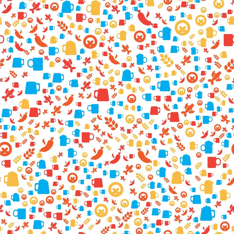 Oktoberfest Seamless Pattern With Drink and Food vector