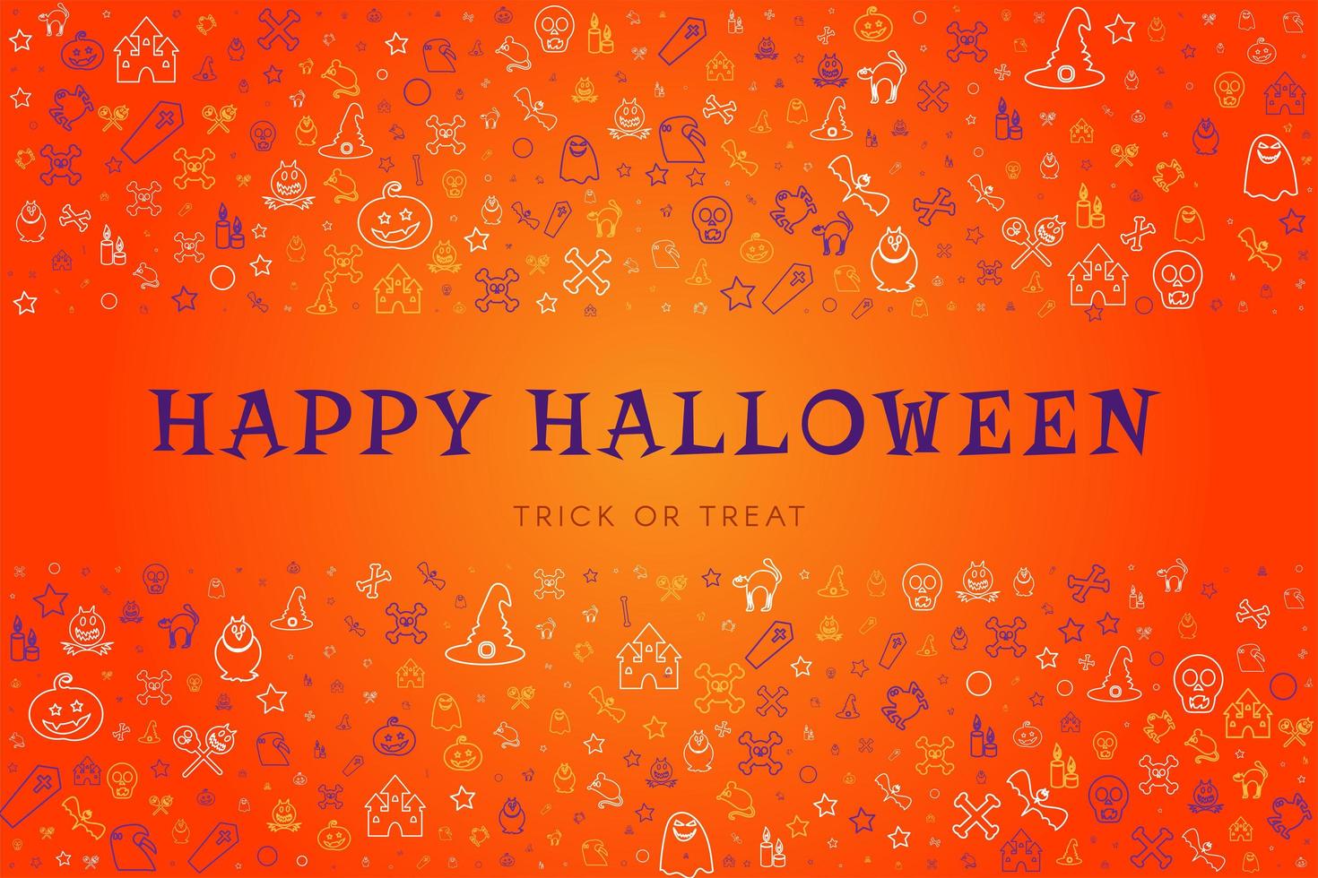 Happy halloween greeting card with hand drawings vector