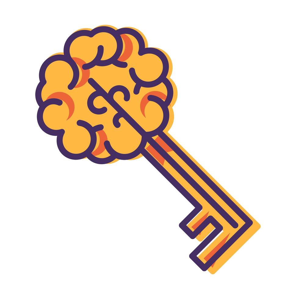 Key Brain Sign Isolated, Creative Thinking Icon vector