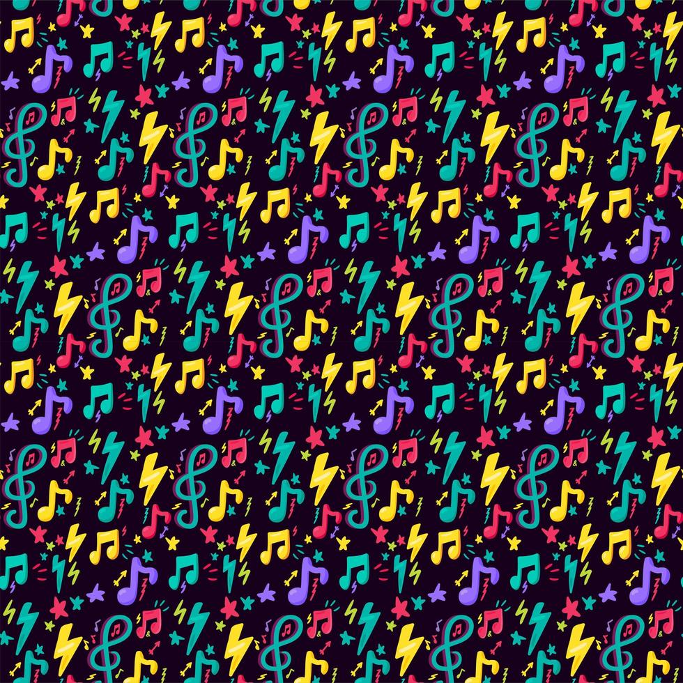 Colorful Design Musical Note Flat Seamless Pattern vector