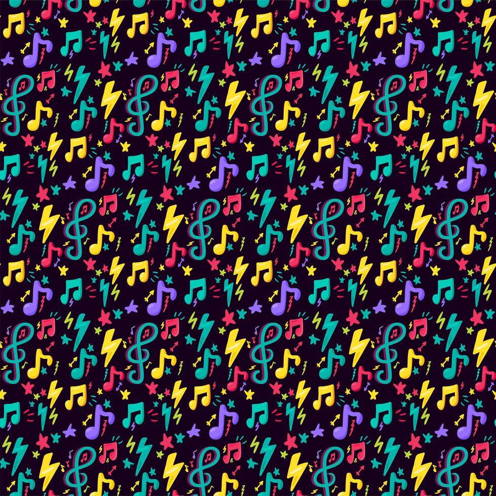 Colorful Design Musical Note Flat Seamless Pattern vector