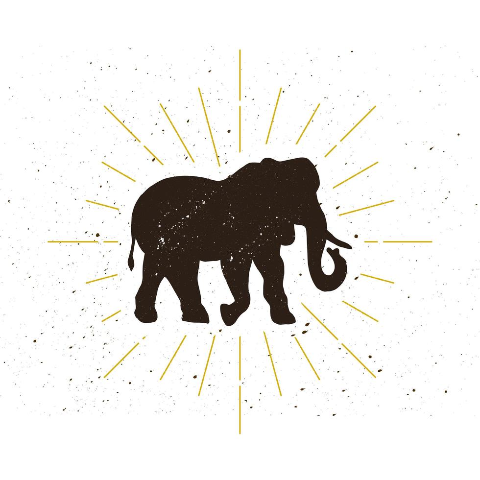 Retro elephant silhouette logo vector