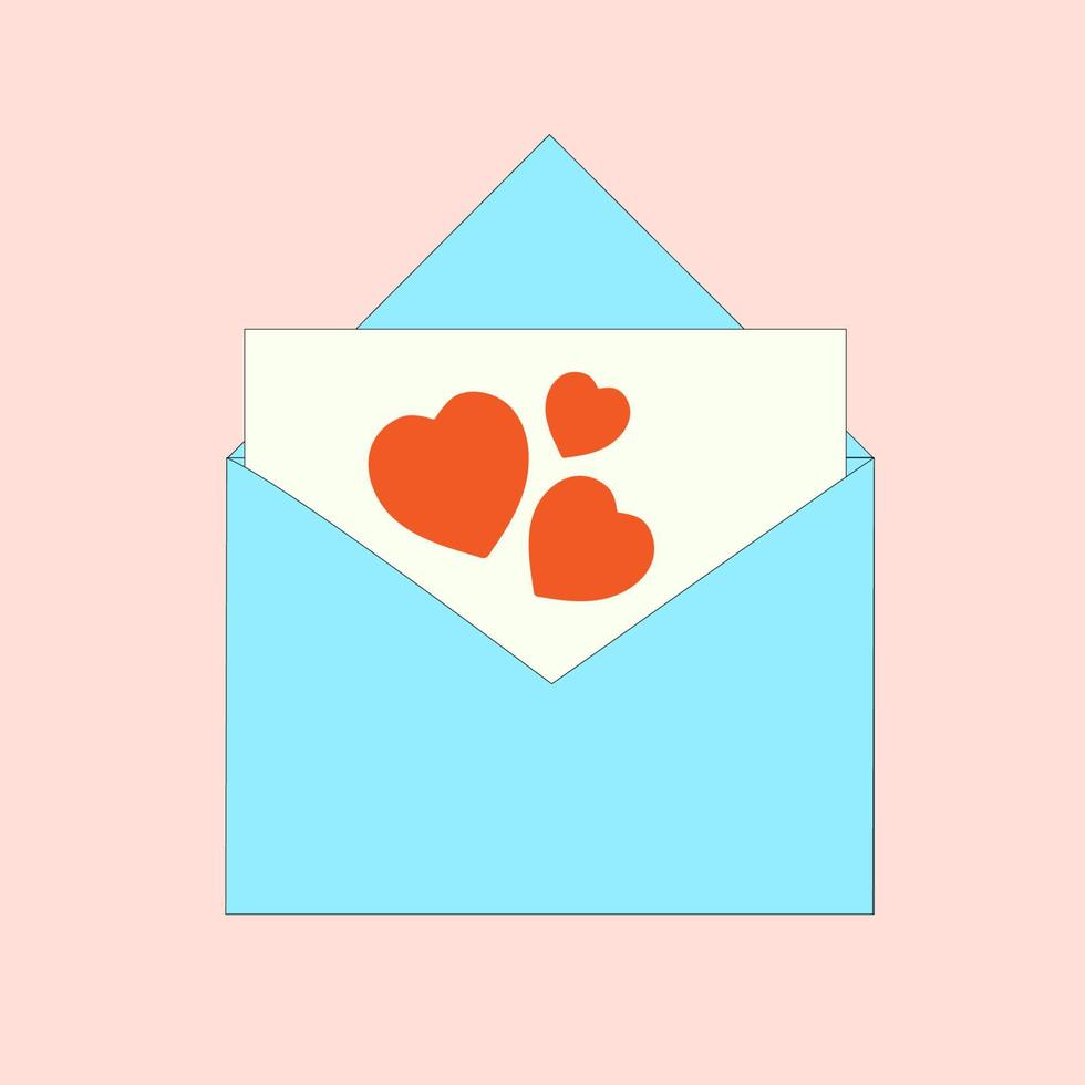 Blue envelope with congratulations on Valentine's Day. vector