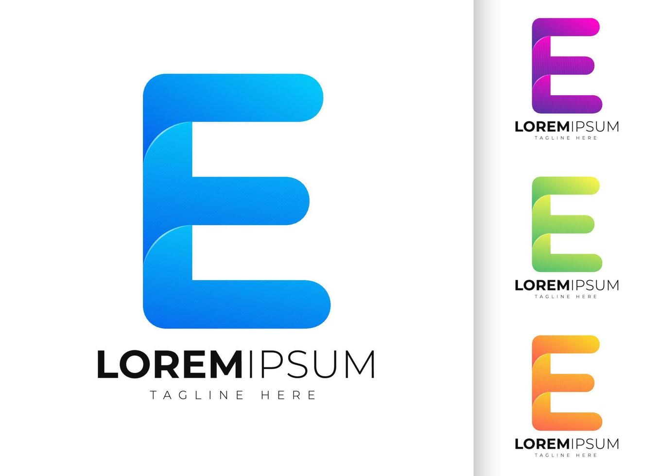 plantilla de diseño de logotipo de letra e. tipografía creativa moderna y moderna y degradado colorido. vector