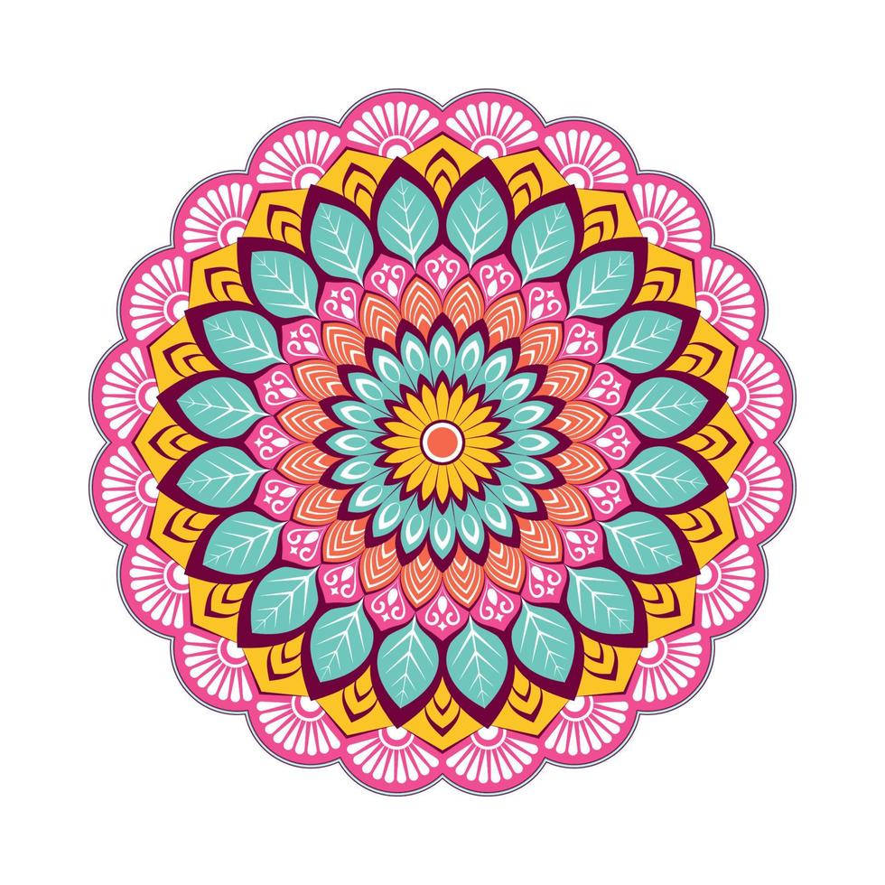 Colorful mandala with floral ornament vector