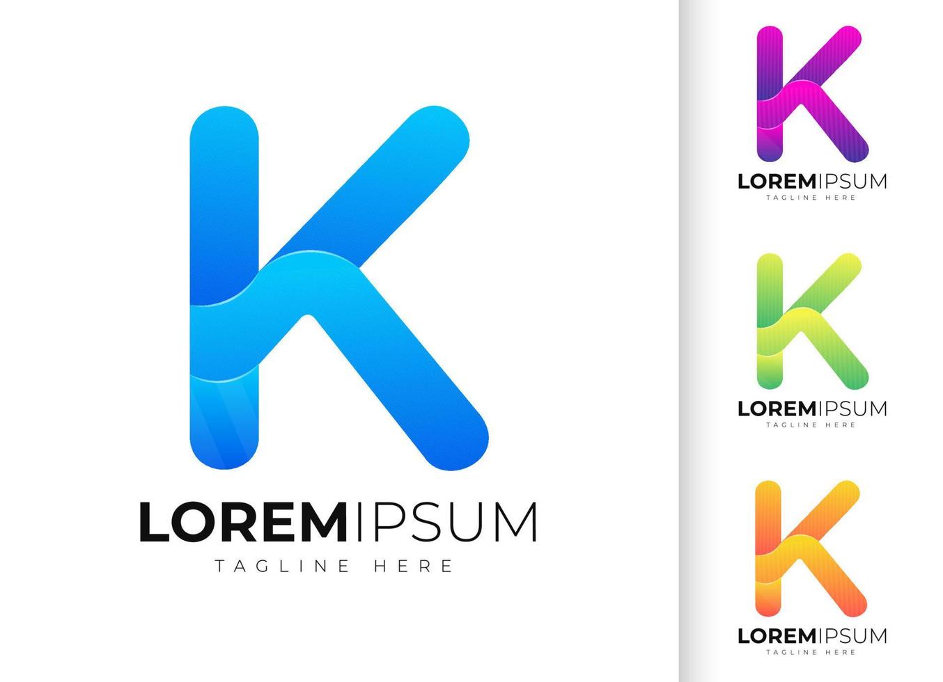 plantilla de diseño de logotipo de letra k. tipografía creativa moderna de moda k y degradado colorido vector