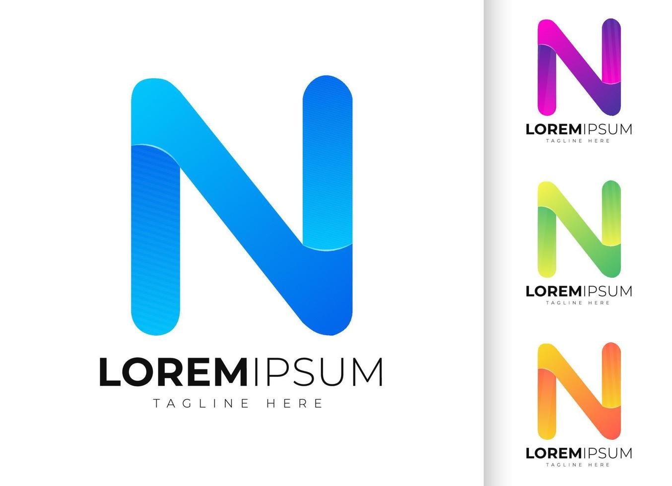 plantilla de diseño de logotipo de letra n. tipografía creativa moderna de moda n y degradado colorido vector