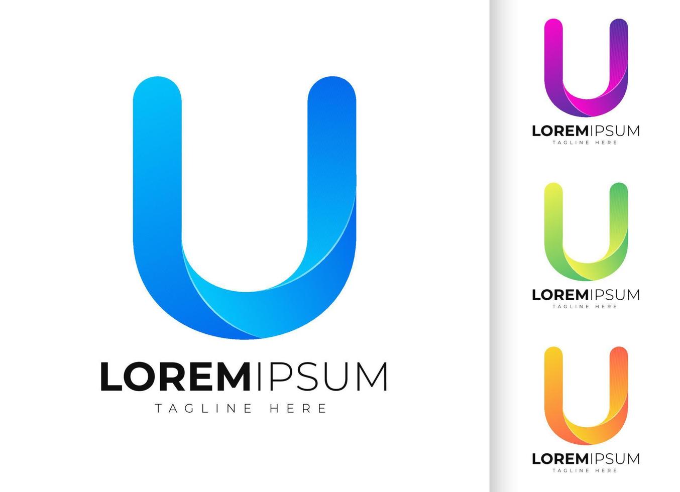 plantilla de diseño de logotipo de letra u. tipografía u moderna y creativa y degradado colorido vector