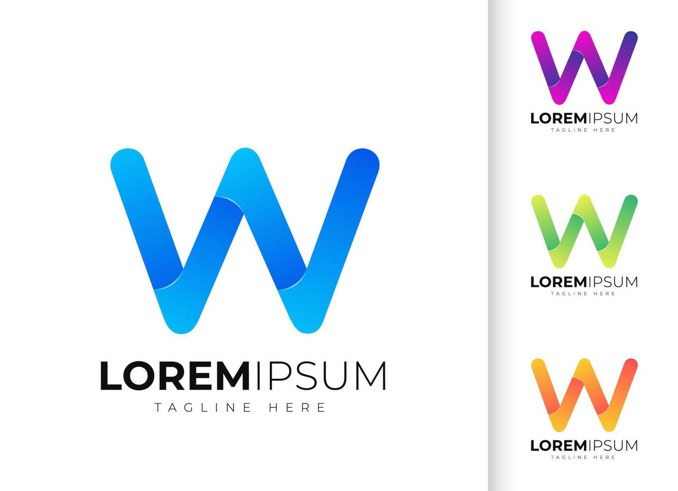 plantilla de diseño de logotipo de letra w. tipografía creativa moderna de moda w y degradado colorido vector