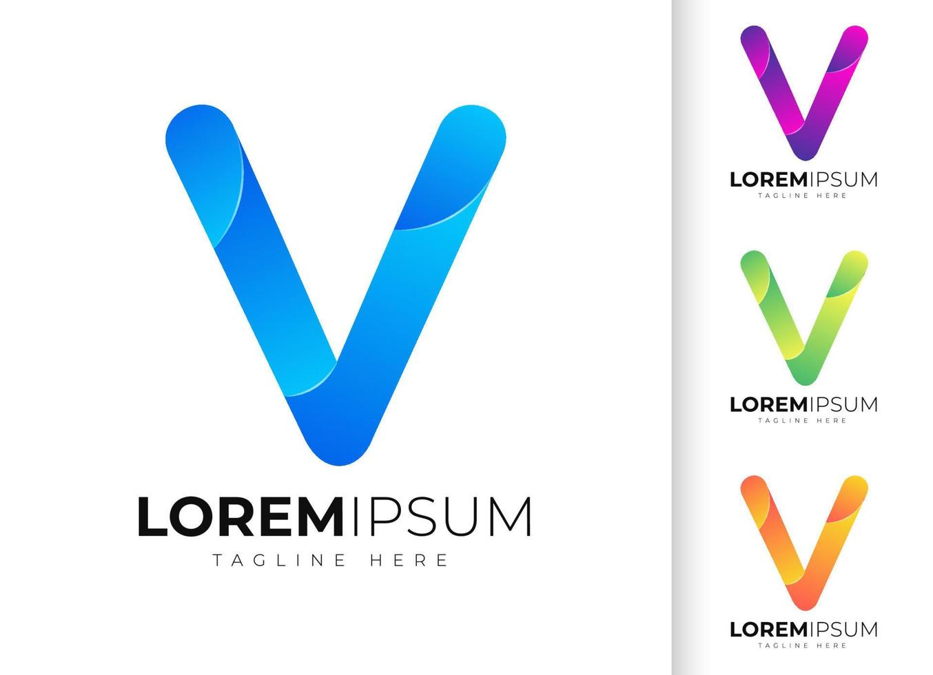 Letter v logo design template.Creative modern trendy v typography and colorful gradient vector