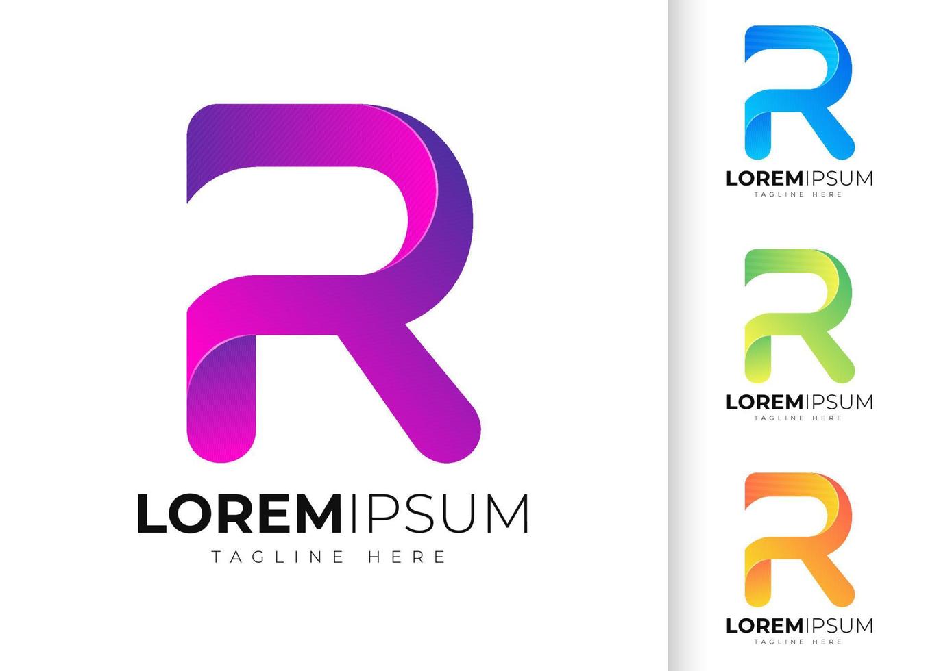 plantilla de diseño de logotipo de letra r. tipografía r de moda moderna creativa y degradado colorido vector