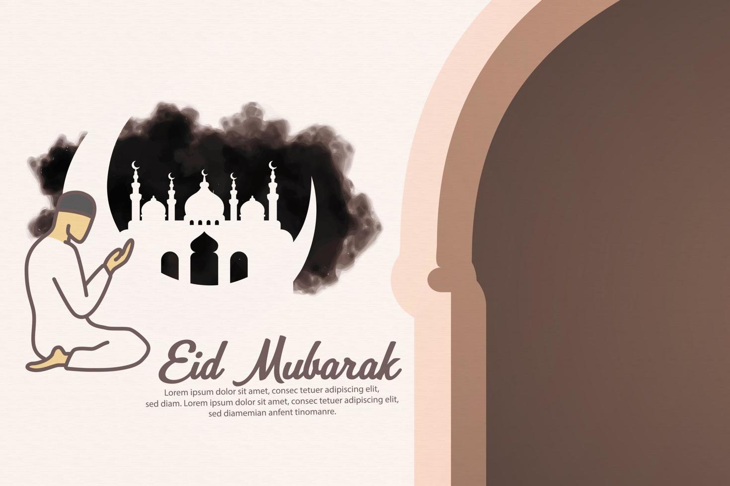 eid mubarak saludos para eid al adha y al fitar, ilustración vectorial vector